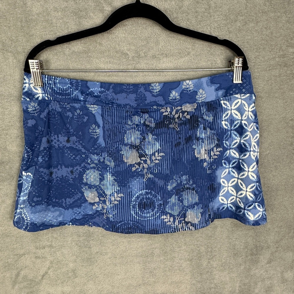 Garnet Hill Swim Skort Womens 14 Blue Floral Skirt Beach Resort Pool Vacation